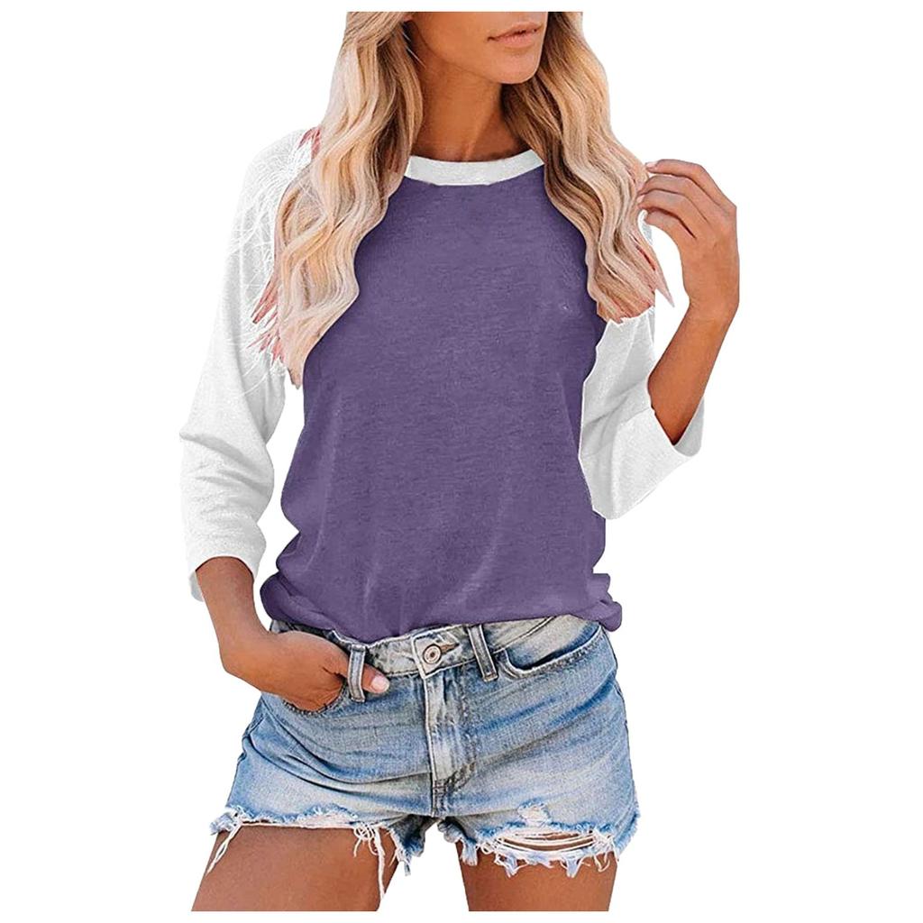 Женская повседневная футболка с длинными рукавами и цветными блоками