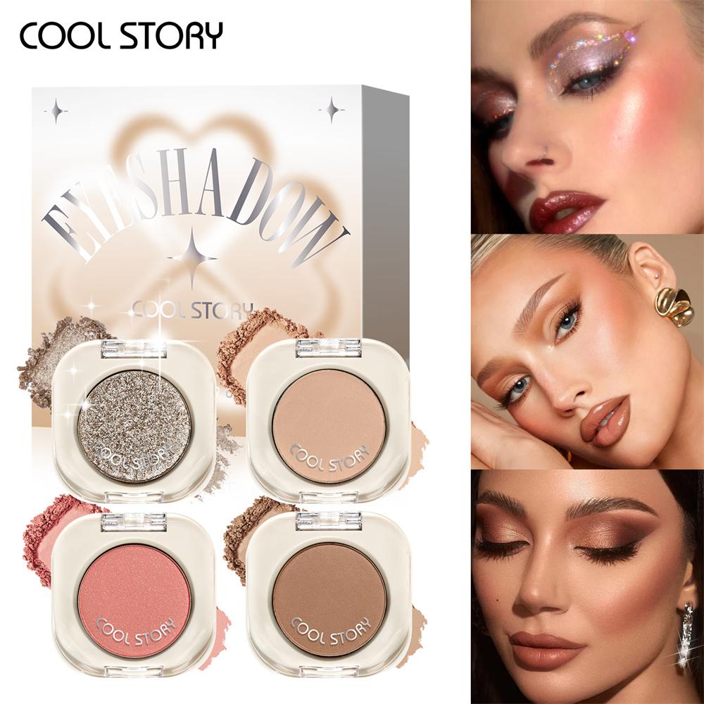 4 Colors Glitter Champagne Eyeshadow Diamond Waterproof Matte Eyeshadow Palette Pearlescent Glitter Shiny Eyes Makeup Cosmetic