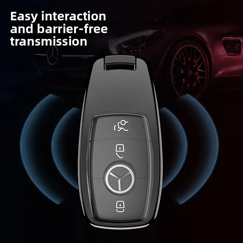 PEL5 Quality Car Carbon Fiber Key Fob Case Cover Chain Accessories For 2017-2025 Mercedes Benz Smart Low Price Car Key Accessories