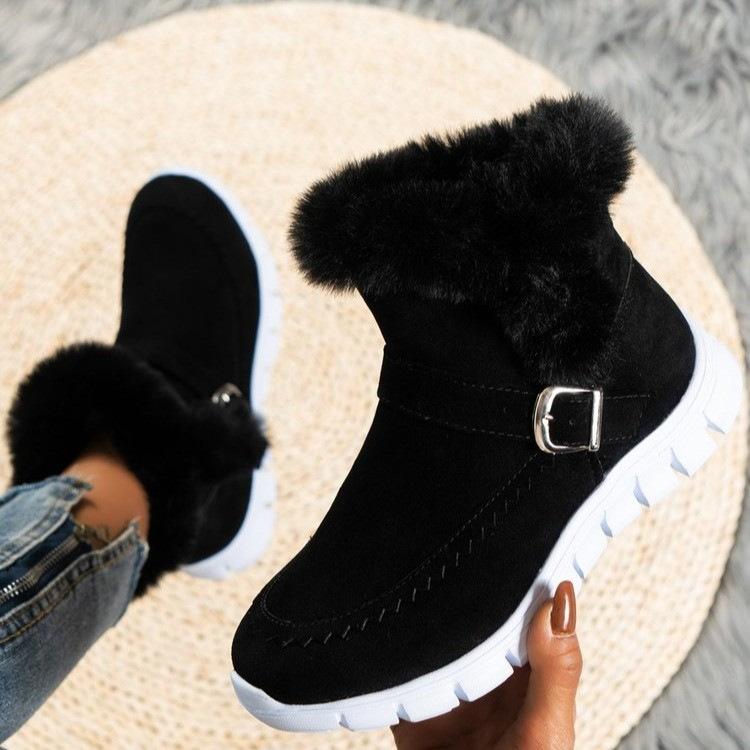 Fashion Fur Warm Chelsea Snow Boots Winter Women Casual Shoes New Short Plush Suede Ankle Boots Flats Gladiator Sport Ladie Botas Mujer