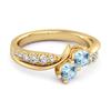 Blue Topaz Twin Stone Pavé Bypass Ring - Sterling Silver Gold Vermeil