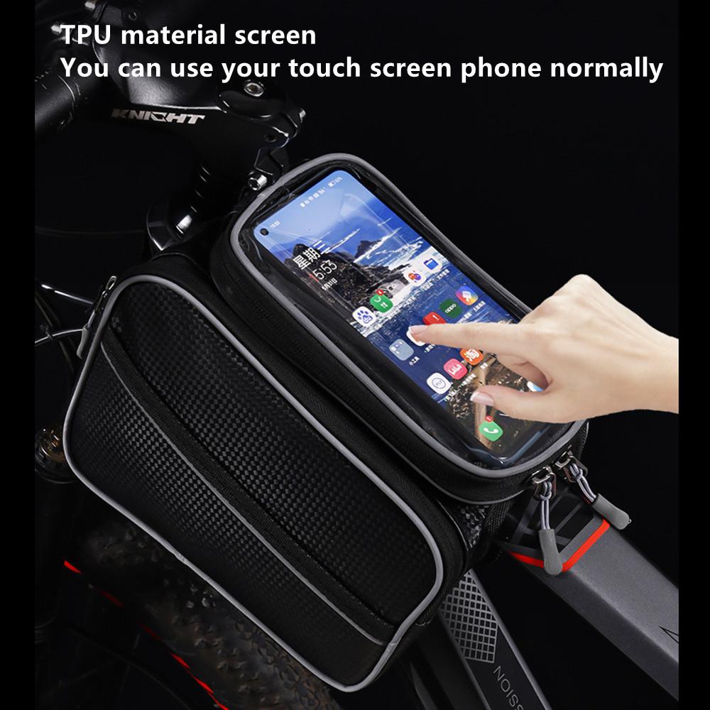 Bicycle Frame Front Tube Bag Waterproof Screen Cycling Bag Touch Mobile Phone Case Holder