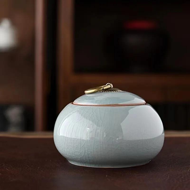 Керамическая маленькая чайная банка, китайская коробка для хранения всех видов чая, грубая керамическая банка, контейнер для чая пуэр, современный стиль