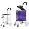 Foldable Aluminum Stair-Climbing Shopping Trolley with Seat