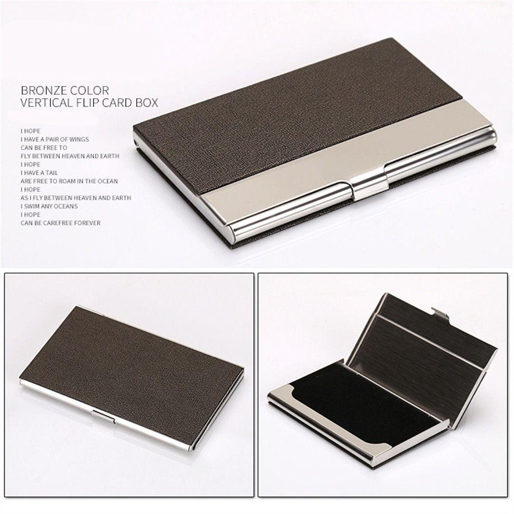 Кейс для ID-карт из нержавеющей стали Коробка для визиток из ПУ-кожи Модный держатель для визиток Кредитной карты