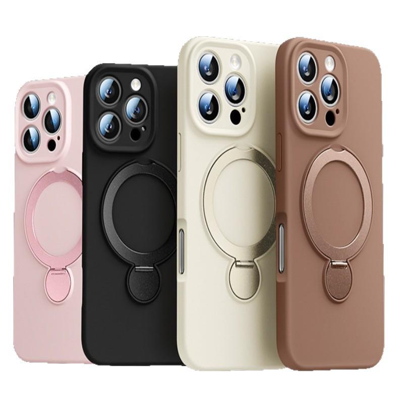 Чехол-подставка из жидкого силикона с магнитом для iPhone 15/16 Pro Max - Защитный чехол с полной покрытием