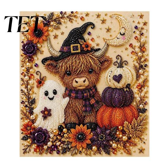 Unique Halloween Party Giveaways Faux Pearl Painting Kit, Cute Ghost 3D Art DIY Easy for Craft Enthusiasts Kit Adults, Christmas Home Festive