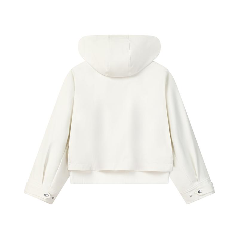 Fila Классическая, простая, модная, спортивная, повседневная, универсальная, теплая, с капюшоном, свободная, тканая куртка для женщин, цвет «Облако-грибной», белый, F11W618706FWT