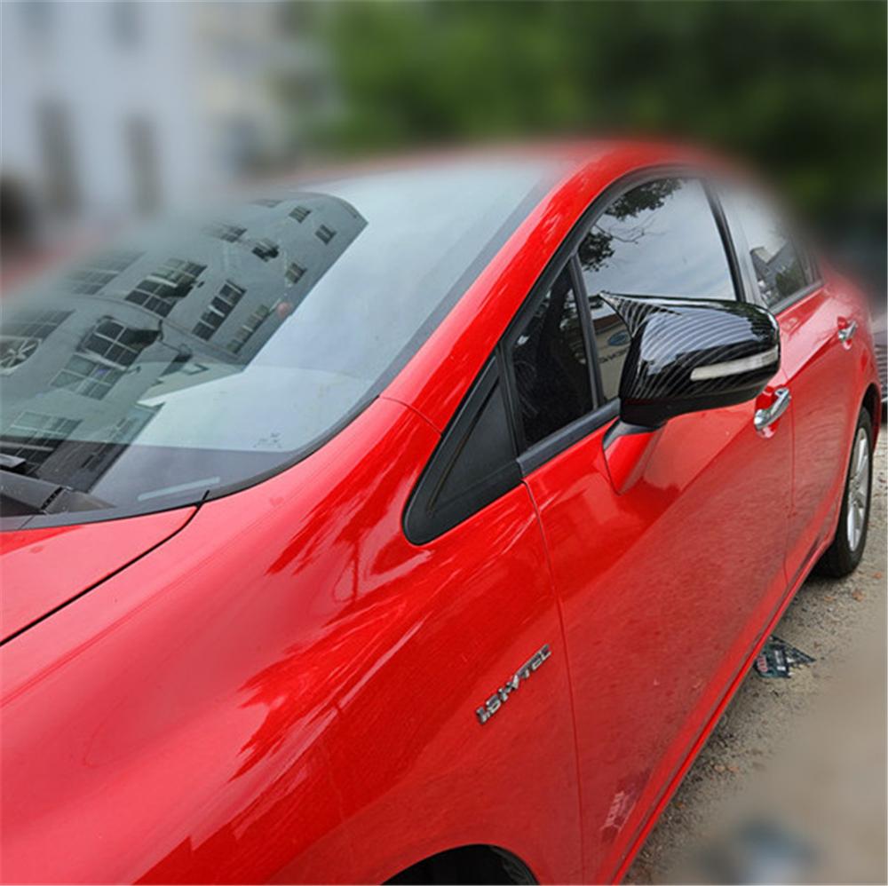Carbon Fiber Look Side Wing Mirror Cover Cap Trims For Honda Civic 9th 2012-2015