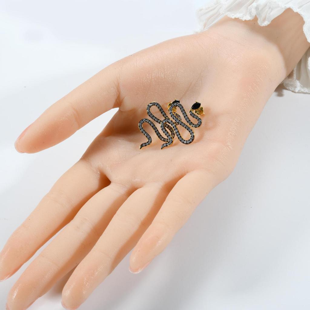 ANDYWEN 100% Стерлингового Серебра 925 пробы, Золото, Сплит-покрытие, Длинные серьги-капли с фианитами в виде змеи, серьги-подвески в стиле рок-панк, вечерние украшения для девочек, 2023