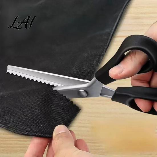 Fabric Pinking Shears Stainless Steel Zig Zag Scissors with Serrated Teeth Multipurpose Shears Tailoring Lace Dressmaking Cut Sewing Tool
