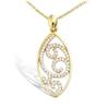 [L7690] - Gold Plated Pendant 'Sissi' White Gold - 32x13 Mm