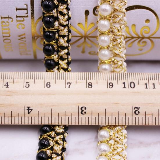 1 ярд Кружевная лента с искусственным жемчугом, расшитая бисером, Свадебное платье, пояс, отделка, шитье, рукоделие