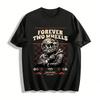 Forever Two Wheels Винтажная футболка с принтом черепа байкера Культура байкеров 100% хлопок