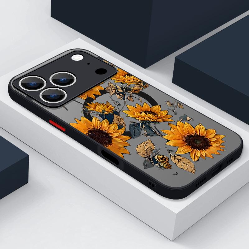 Магнитный чехол для телефона с принтом цветов для iPhone Air 17 16 15 Pro Max 13 12 Pro 14 Plus 11 Для Magsafe Беспроводная зарядка Акриловая крышка