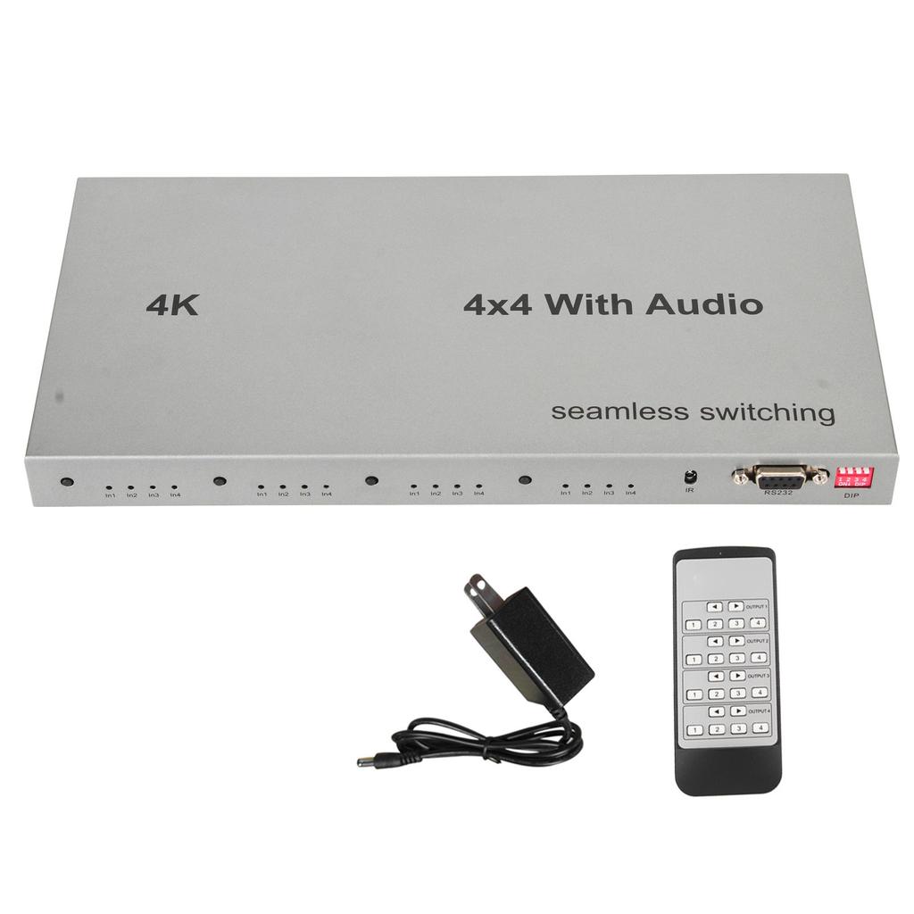 HD Multimedia Interface Switch 4 In 4 Out 4K 30Hz Video Switcher Splitter with Sound Extractor for