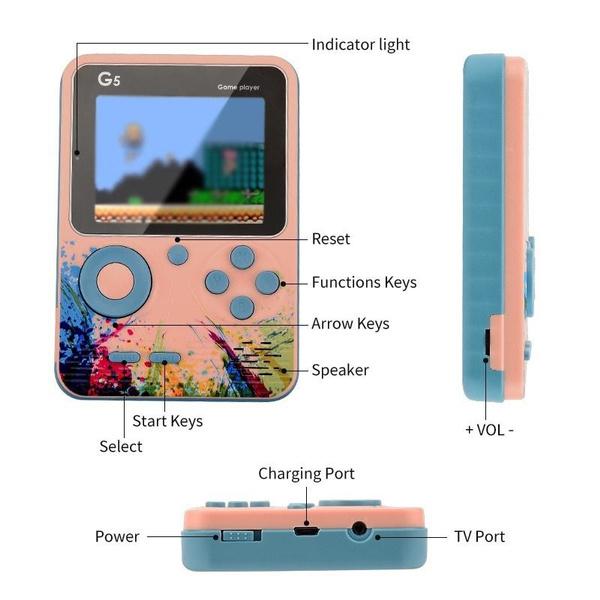 Портативная игровая консоль G5 в стиле ретро с 500 классическими играми, 3,0-дюймовым экраном, портативный геймпад, цвет Macaron, перезаряжаемая батарея 1020 мАч