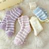 Женские толстые носки из кораллового флиса – Полосатые, Не линяющие, Теплые для осени и зимы