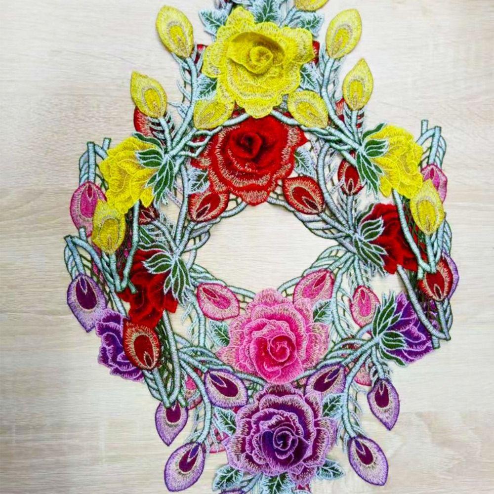 Detachable Embroidery Flower Applique 24cm X 34cm Floral Patches  Wedding Decoration DIY