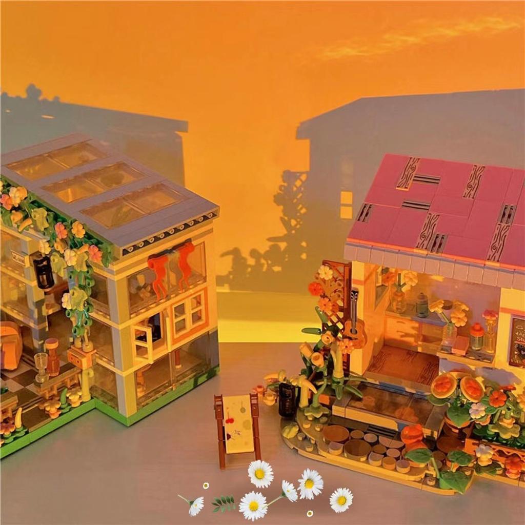 NEW MINI Set Flower Bouquet House Model Building Blocks MOC Street View Fairy Tale Town Bricks Assembly Children Kids Toys Gifts