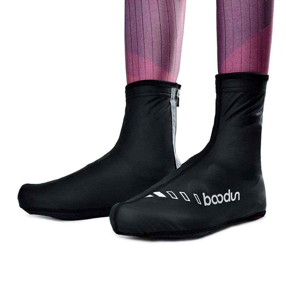 Зимний чехол для велосипедной обуви, водонепроницаемый чехол из полиуретана, нескользящие бахилы на молнии с бархатной подкладкой
