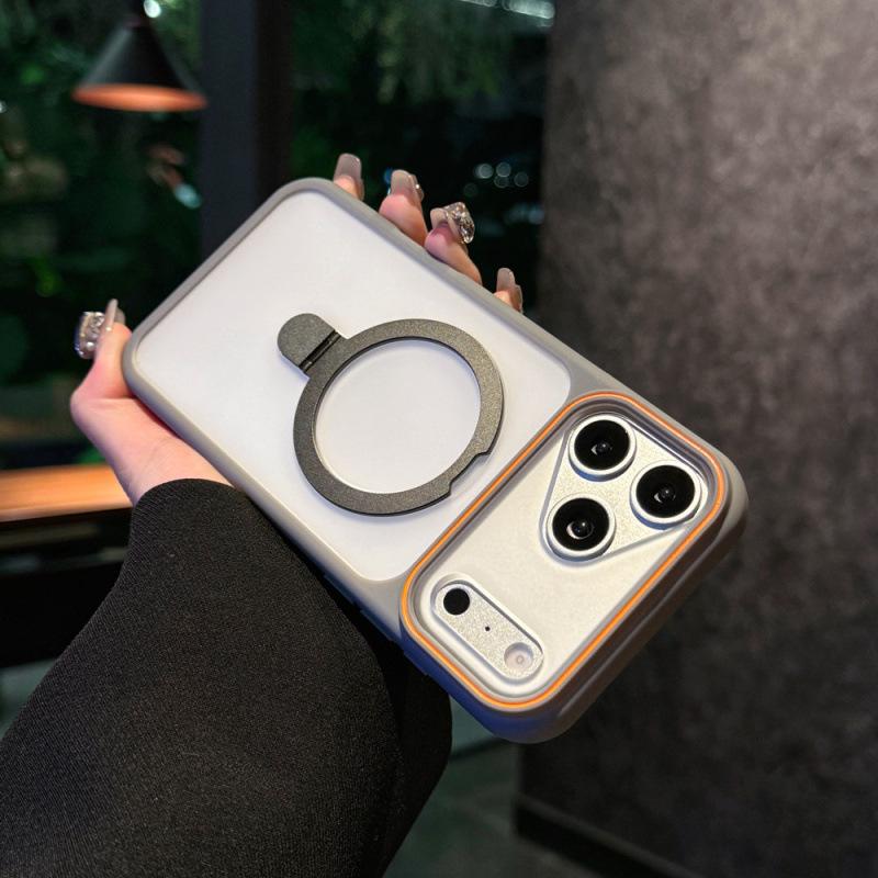 Магнитная подставка Frosted Case для iPhone 17, 16 PRO - Защитная накладка с ощущением кожи, защитой от падений для Apple 15