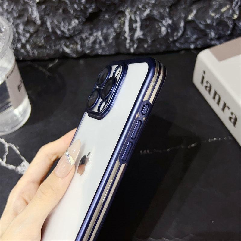 Luxury 6D Electroplated Frosted Case with Lens Film for iPhone 15 Pro Max 14 Plus 13 12 11 Pro All-inclusive Fall Protection Cover