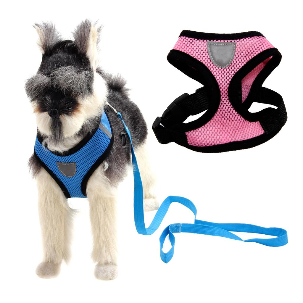 Dog Harness with Leash Mesh Cloth Adjustable Soft Breathable Pet Vest for Outdoor Training and