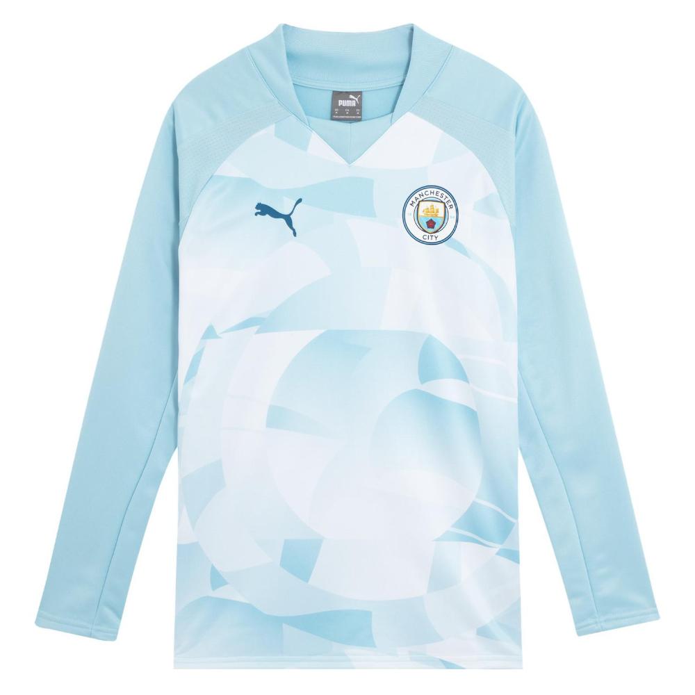 Puma Толстовка с длинными рукавами Manchester City Prematch, мужские топы, серебристо-серый, озерно-синий 774371-01