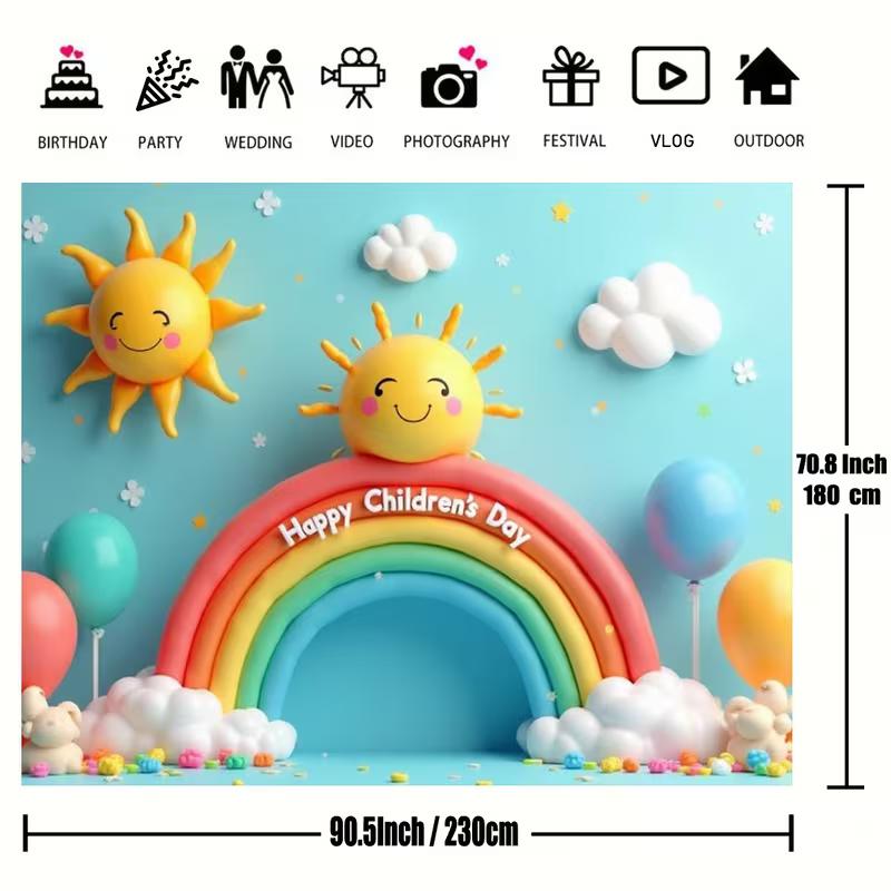 Детский Радужный 2D Фон, Фотофон для Праздника С Днем Защиты Детей