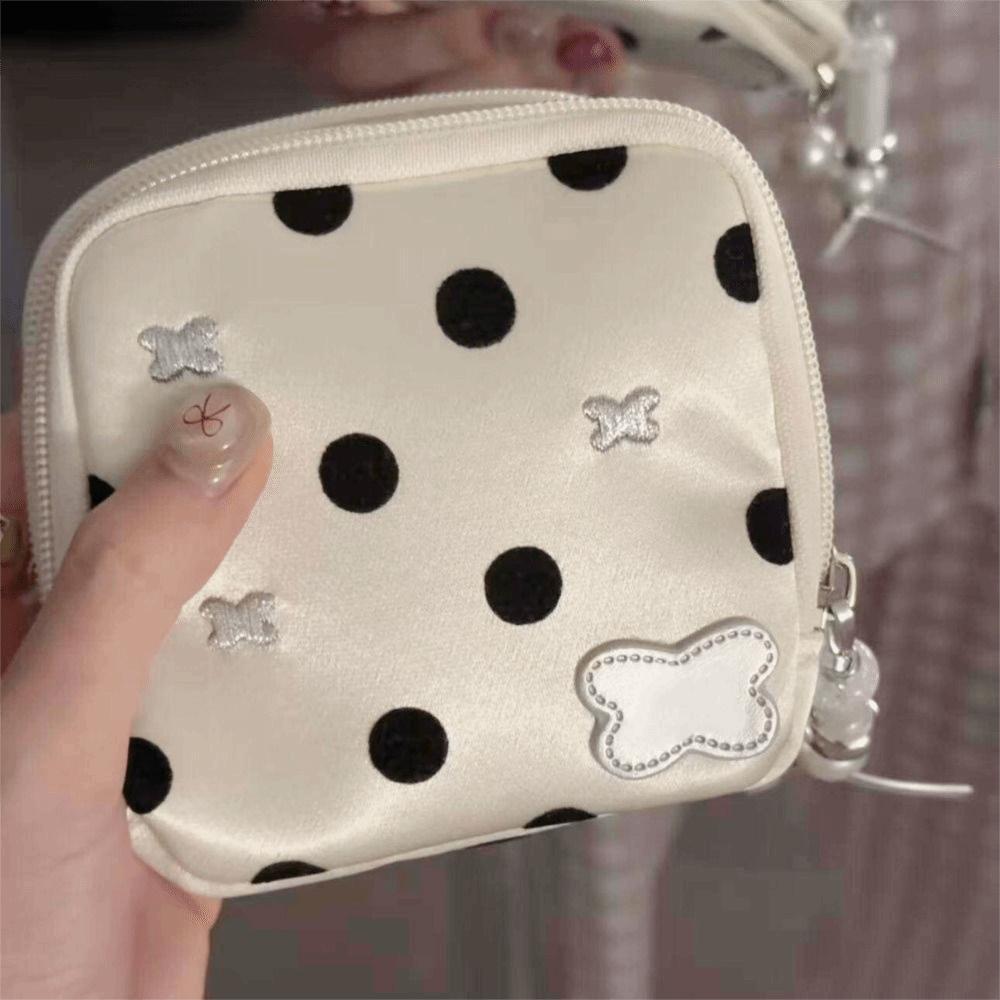 Multi-pocket Travel Bracelet Organizer Black Dot Pattern Portable Jewelry Case  Necklace Storage