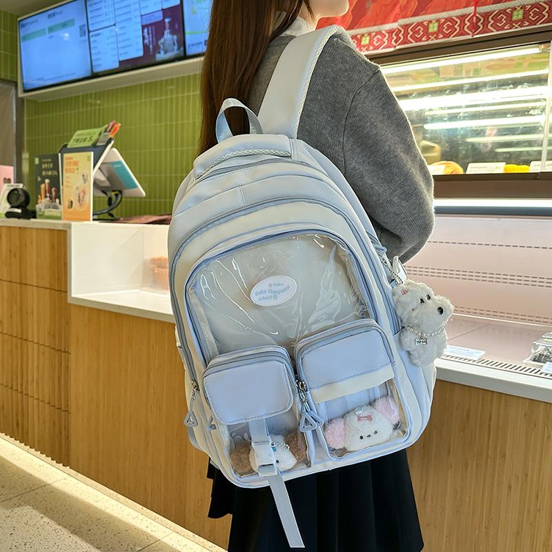 Cute Pain Bag ins Wind School Bag Female Junior High School Student Japanese Large Capacity Transparent Backpack Versatile Student Backpack Tide