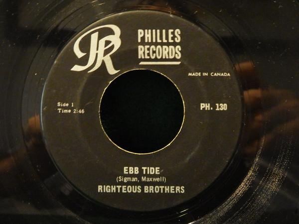 7-дюймовая пластинка RIGHTEOUS BROTHERS Ebb Tide I Love You For Sentime PH130 Philles Records 1965 Канада Рок Б/у