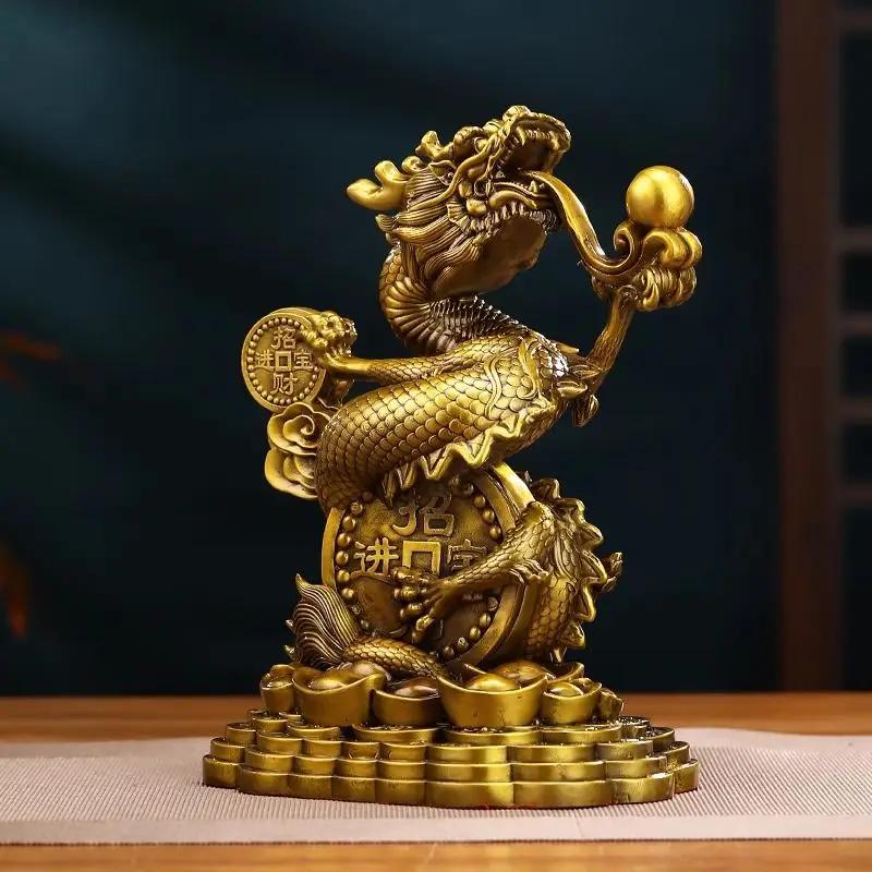 Zhaocai Богатство Привлекает Все Медные Золотые Слитки Дракон Украшения Офис Гостиная Дом Фойе Украшения Открытие Подарок