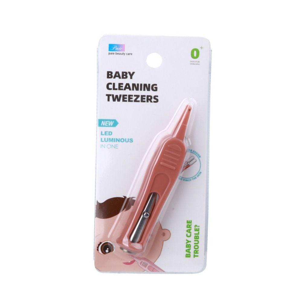 Plastic Nose Safe Tweezers LED Light Cleaning Tweezer Body Care Baby Dig Booger Clips