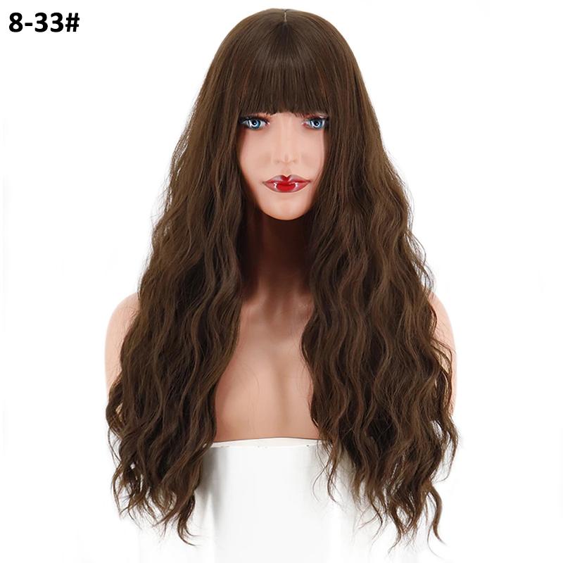 MERISIHAIR Женские длинные волнистые парики с тупой челкой, парики из синтетического высокотемпературного волокна, повседневные вечерние, для косплея