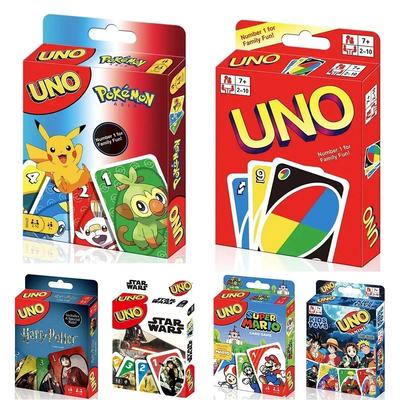 UNO FLIP! Настольная игра Аниме Мультфильм Марио Фигурка Узор Семейное Веселое Развлечение Ван Пис Уно Карты Игры Рождественские Подарки