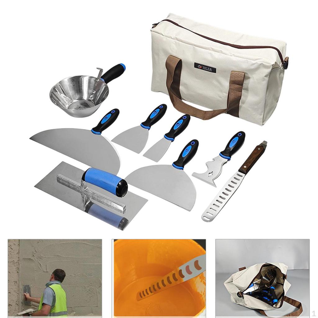 Набор ручных инструментов для гипсокартона из 9 предметов Прочный для отделки обоев, соскабливания краски