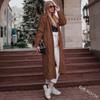 Women's Autumn And Winter Solid Color Loose Knit Sweater Mid-Length Hooded Jacket Sweater