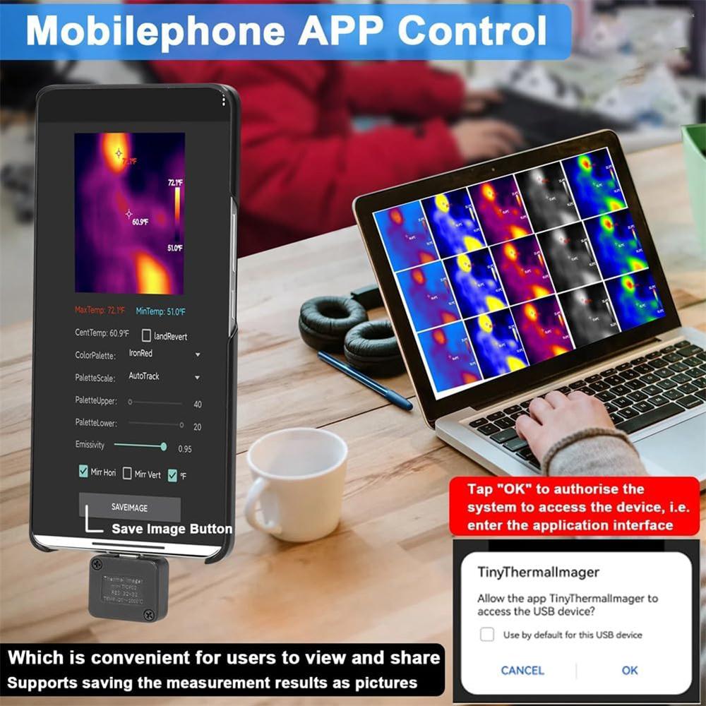 TIOP02 Инфракрасная тепловизионная камера ИК-тепловизор Type-C для телефона Android