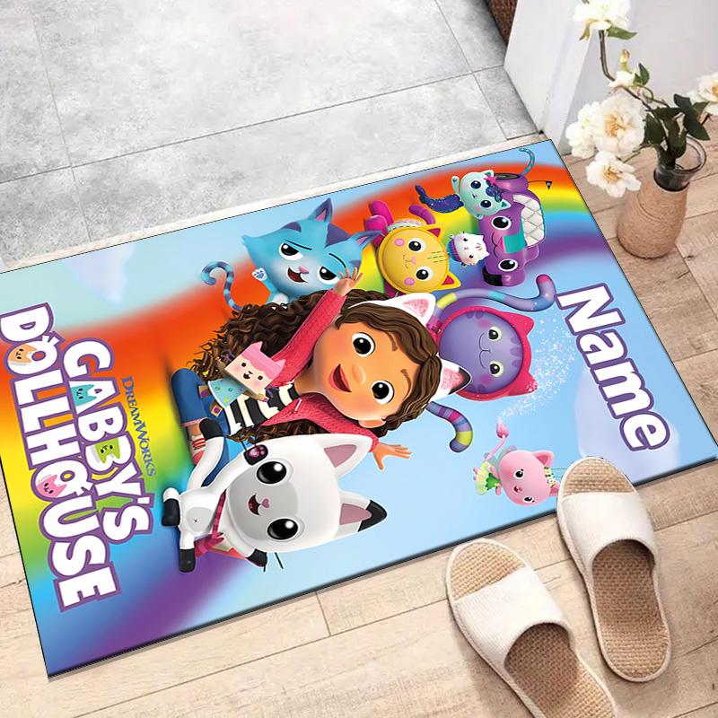 Custom Gaby's Bubble House Mat Personalized Name, Polyester Washable Indoor Entryway Rug, Gift for Christmas, Easter, Thanksgiving Day