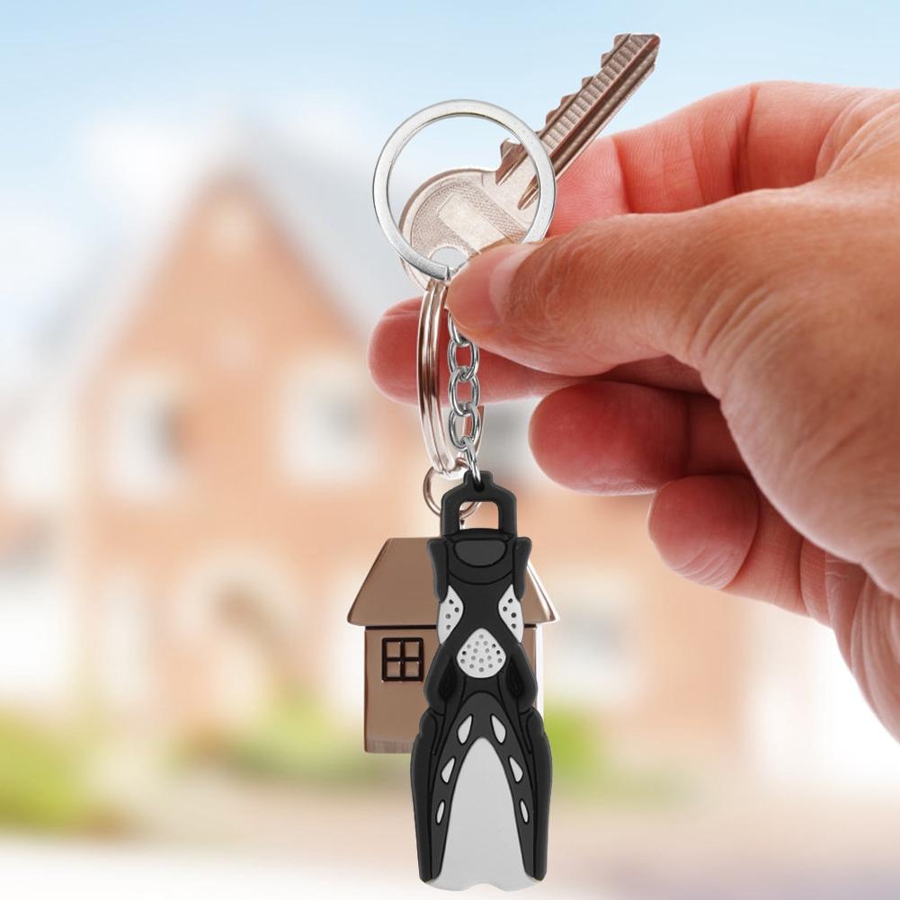 PVC Diving Theme Key Unique Short Flipper Shape Keychain Fin Key Gift