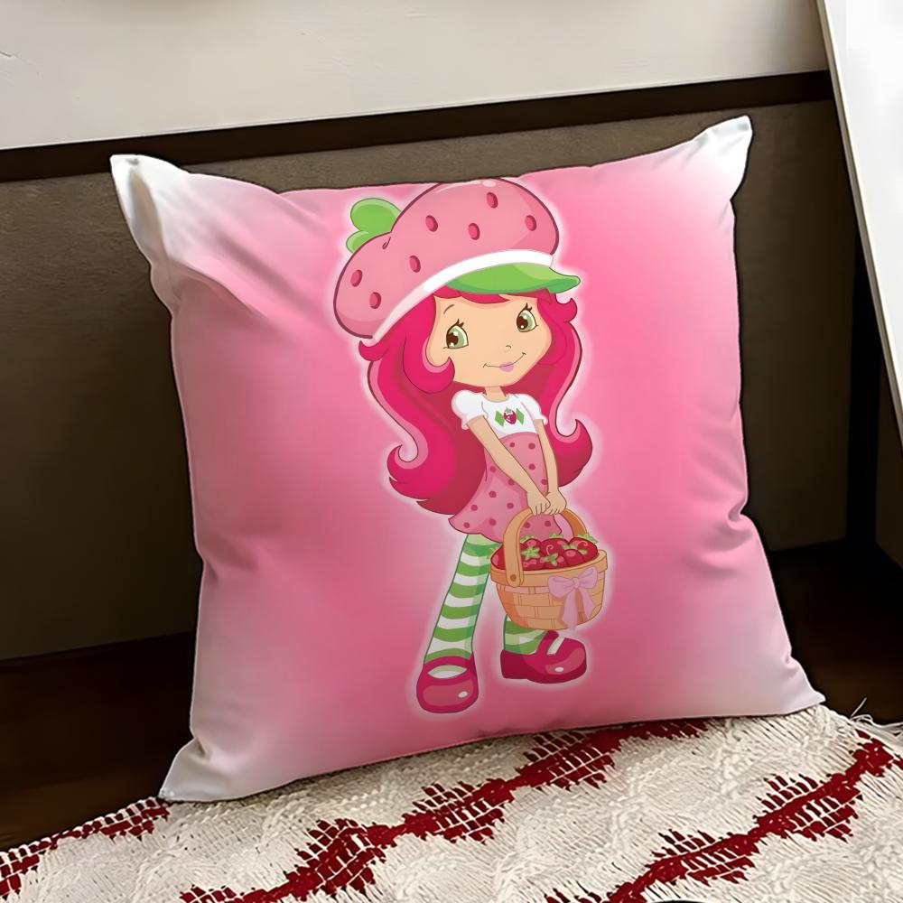 Cartoon SStrawberry SShortcake Cushion Cover Reversible Soft Durable Pillow Cover Home Car MultiScene Use for Daily Comfort