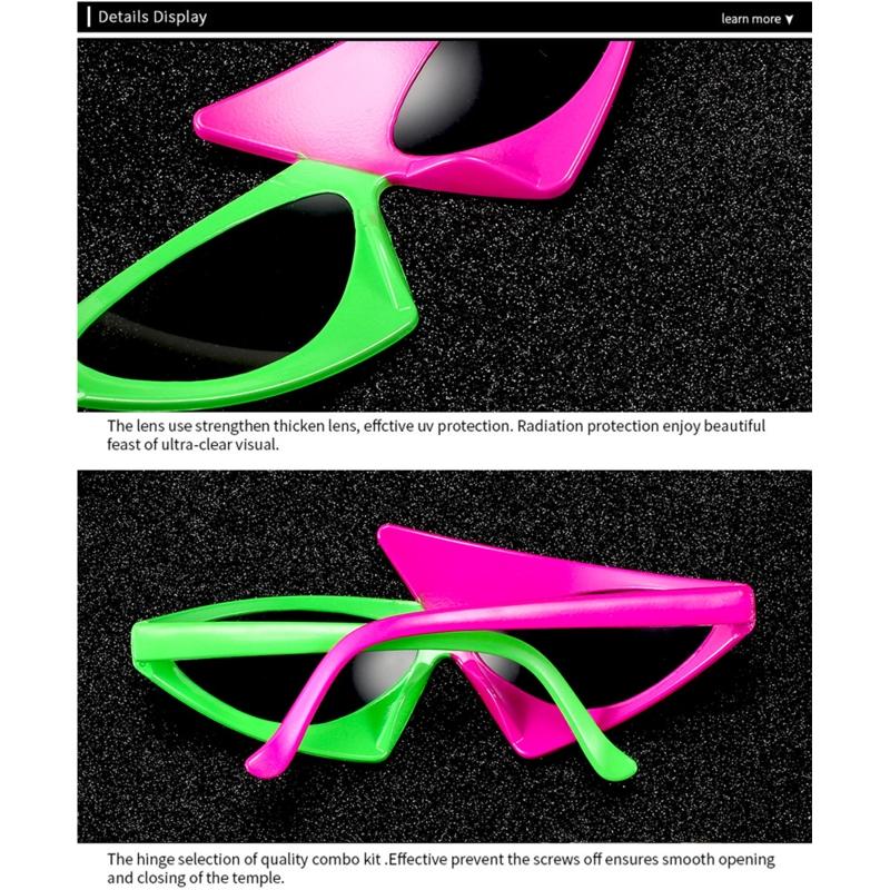 Унисекс Новинка Вечеринка Солнцезащитные очки 80-х Асимметричные очки Ярко-розовые и Неоново-зеленые очки для Хип-хоп танцев Хэллоуин вечеринки