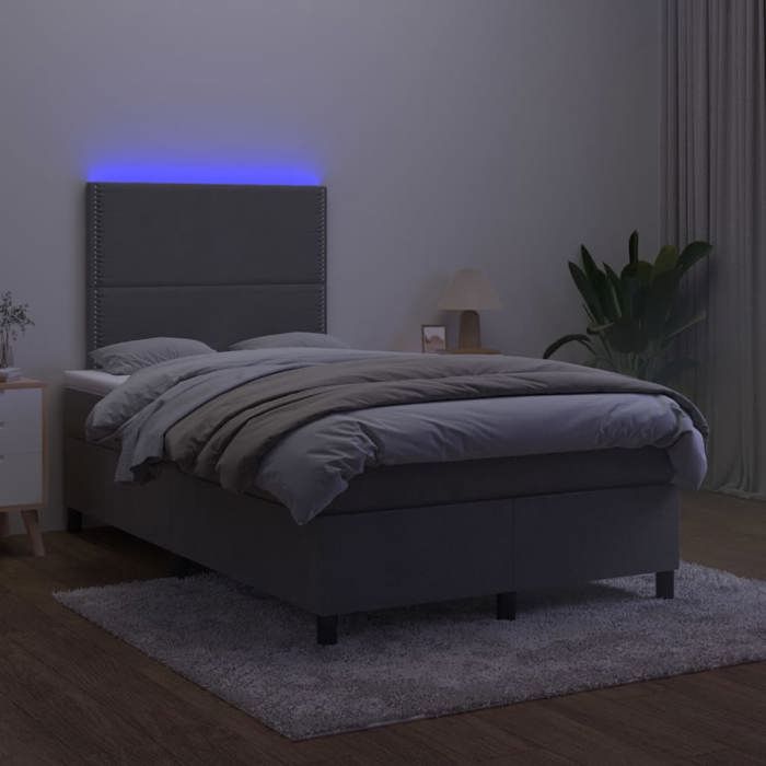 Maison Exclusive - Sommier à lattes de lit matelas et LED Gris foncé 120x200 cm