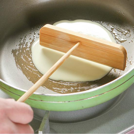 1/1 Set Crepe Spreader Heat-resistant Burr-free Non-stick Time-saving Scratch Resistant Bamboo Dragonfly Egg Pie Scraper Home Supply