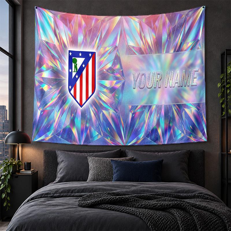 Personalized Tapestry Wall Hanging Atletico Madrid FC Pattern Art Background Cloth