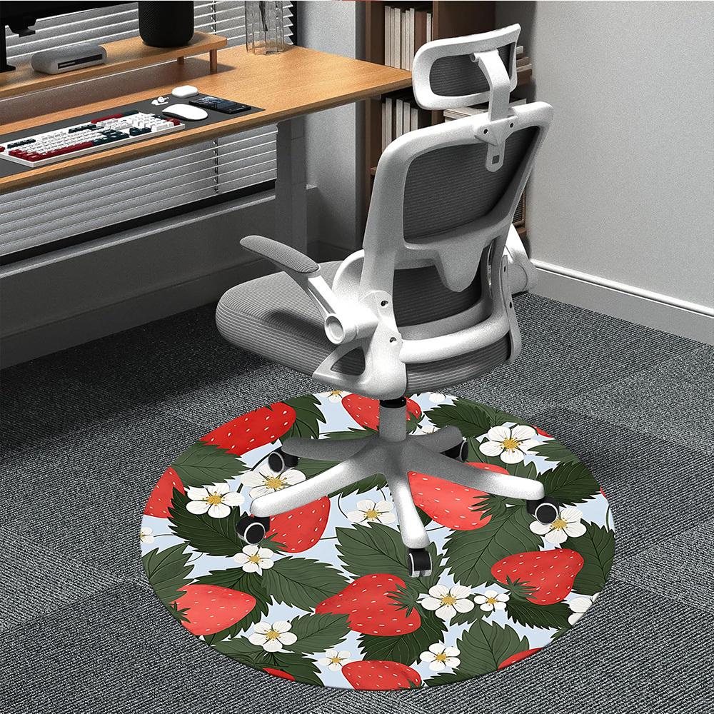 1pc Strawberry Pattern Office Round Rug, Non-slip, Soft and Durable Office Rug for Interior Decoration, Perfect for Office,Decoration yy260204073