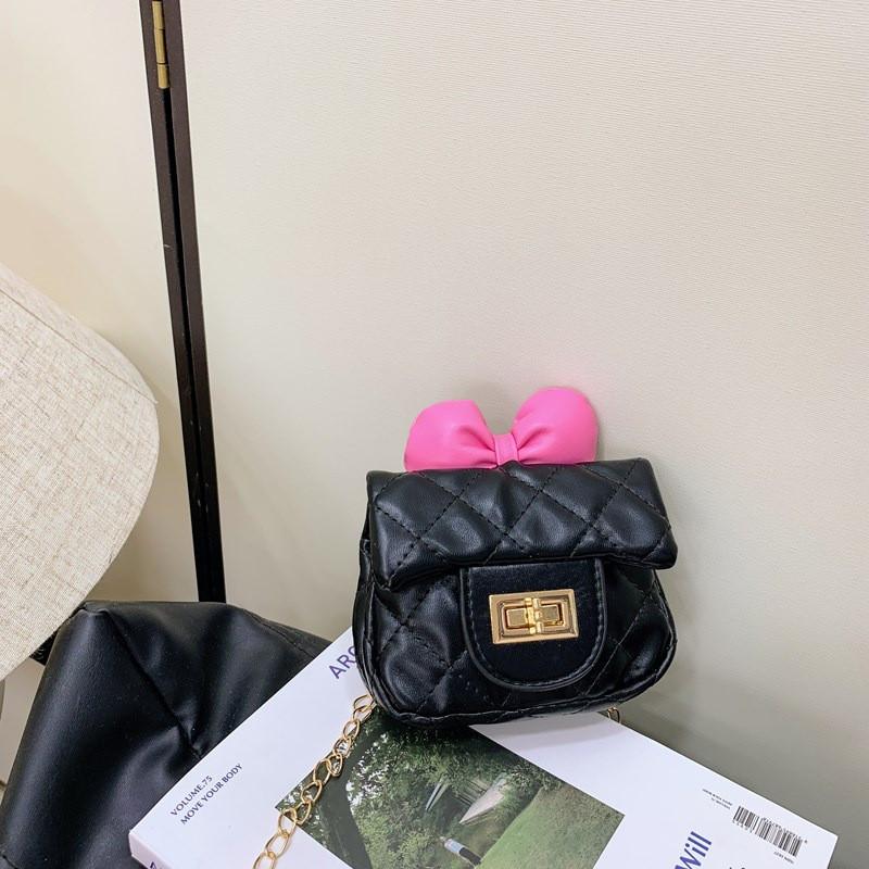 Solid Bow Color Unisex Crossbody Bag Butterfly Decoration Breathable Kids Fabric