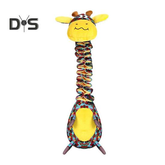 Пищащая игрушка для жевания собак с хрустящей бумагой, плюшевая игрушка в форме жирафа/змеи, перетягивание каната, интерактивная мягкая игрушка для маленьких, средних и больших собак
